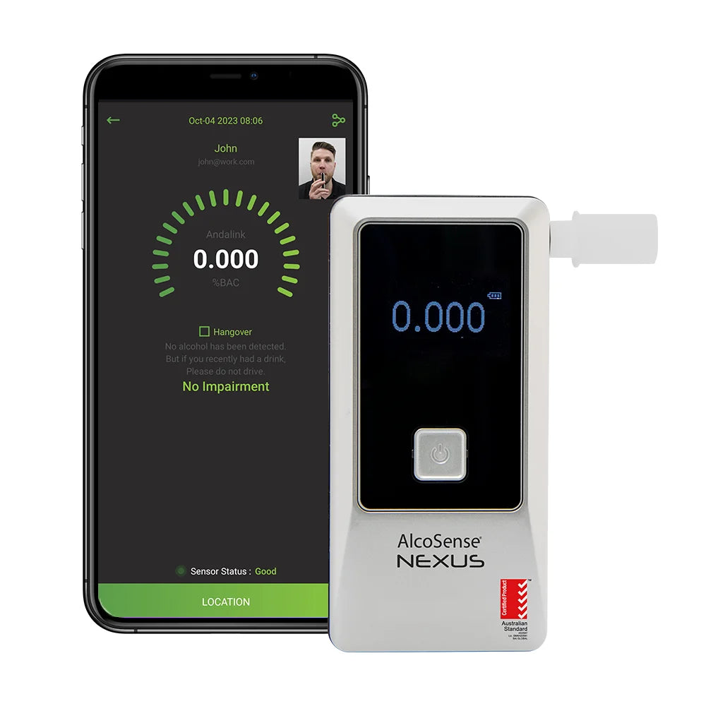 AlcoSense Nexus smartphone breathalyser with Andalink mobile app