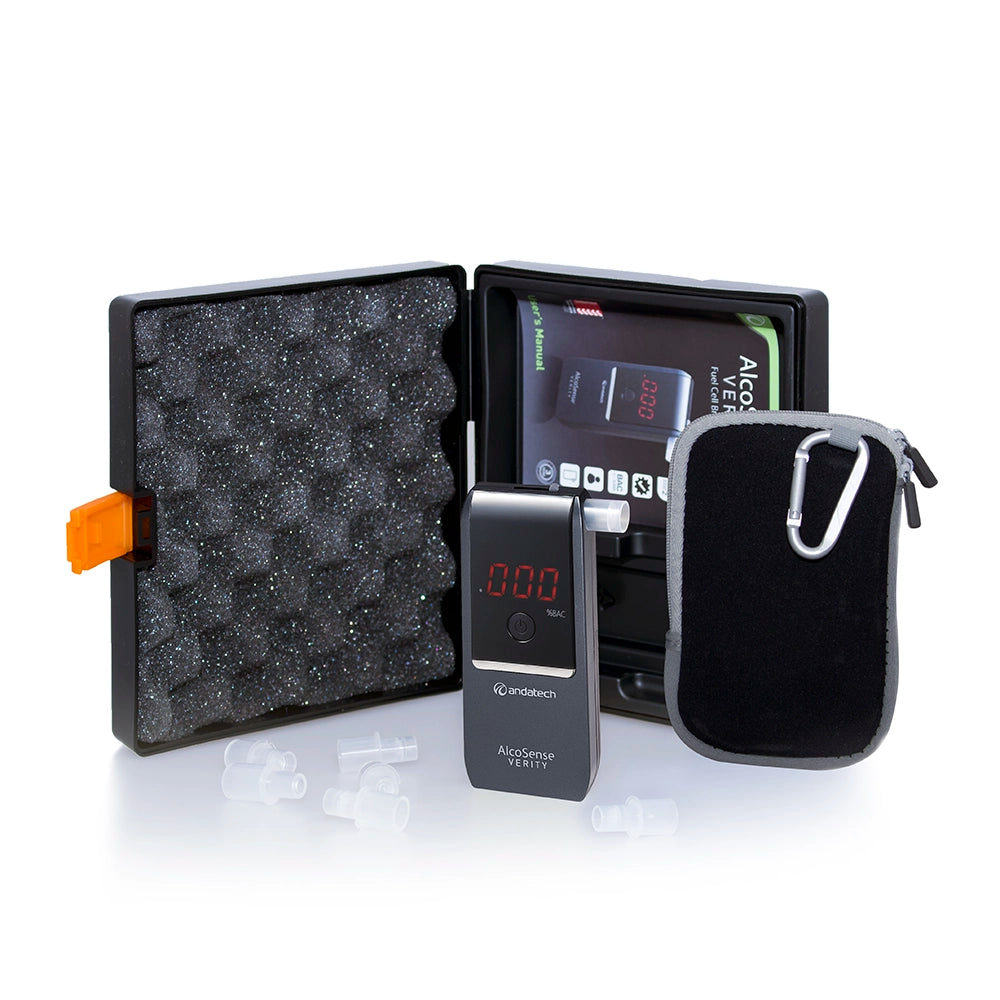 AlcoSense Verity Breathalyser package contents