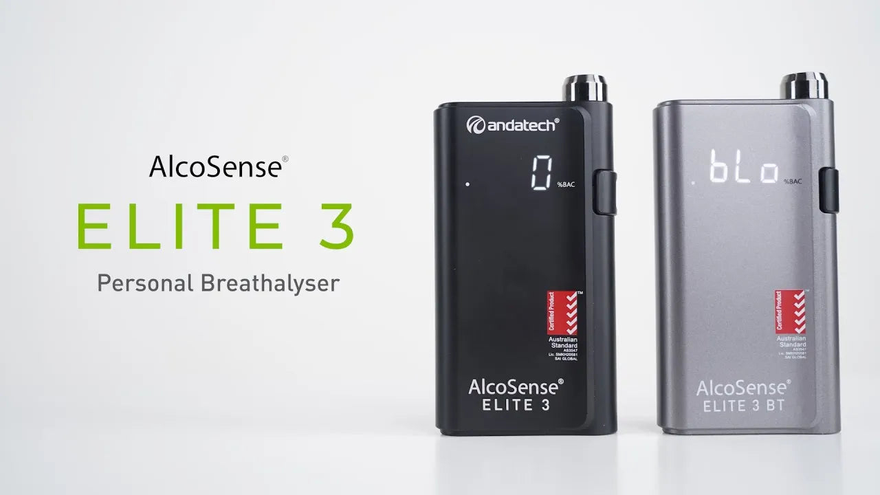 Load video: Introducing the AlcoSense Elite 3 - a platinum fuel cell personal breathalyser with dual test modes.