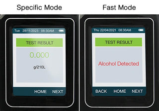 Andatech Prodigy S breathalyser fast and specific mode test results