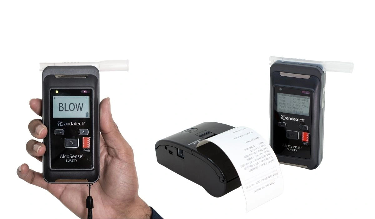 Andatech Suretry workplace breathalyser with print pack product features