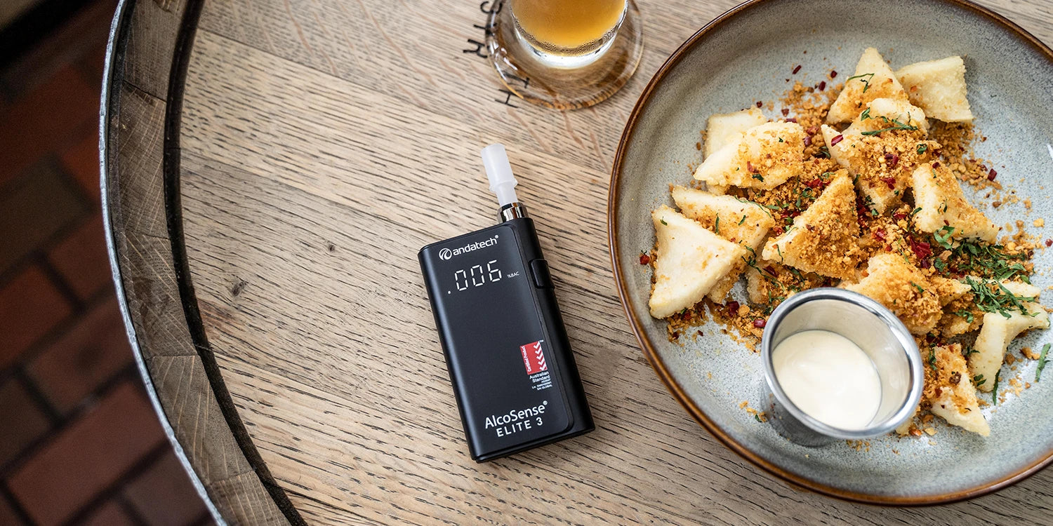 Andatech AlcoSense Elite 3 personal breathalyser on the table