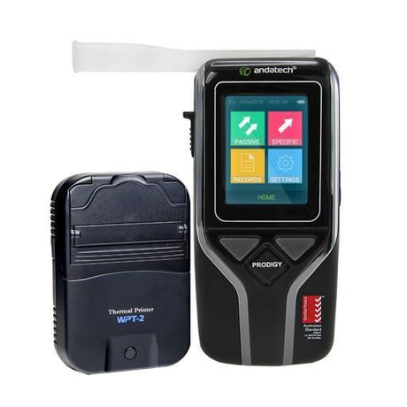 Portable breathalyser with printer for workplace alcohol testing - Andatech Prodigy S Print Pack