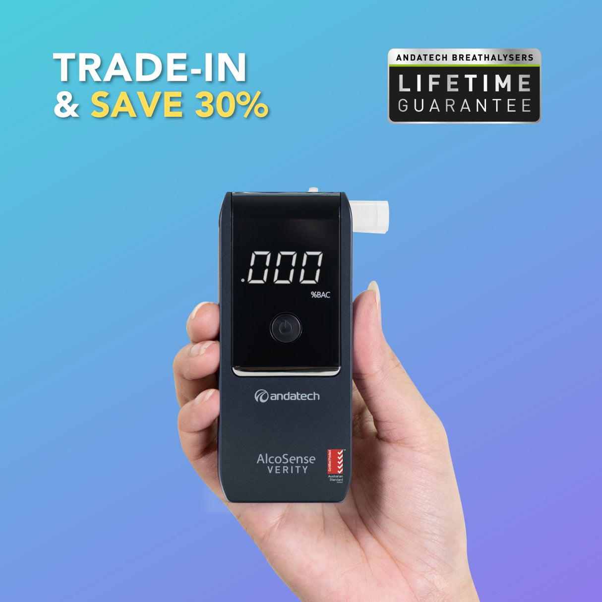 Trade in to AlcoSense Verity Gen 2 breathalyser (Navy) - Get 30% + Lifetime Guarantee
