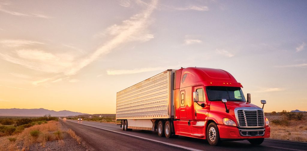 A truck driving on a highway