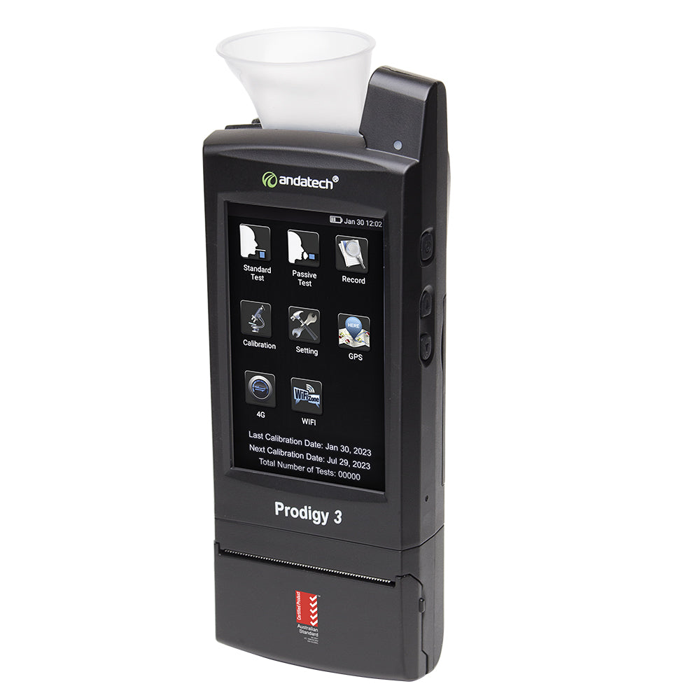 Andatech Prodigy 3 workplace portable breathalyser with sampling cup