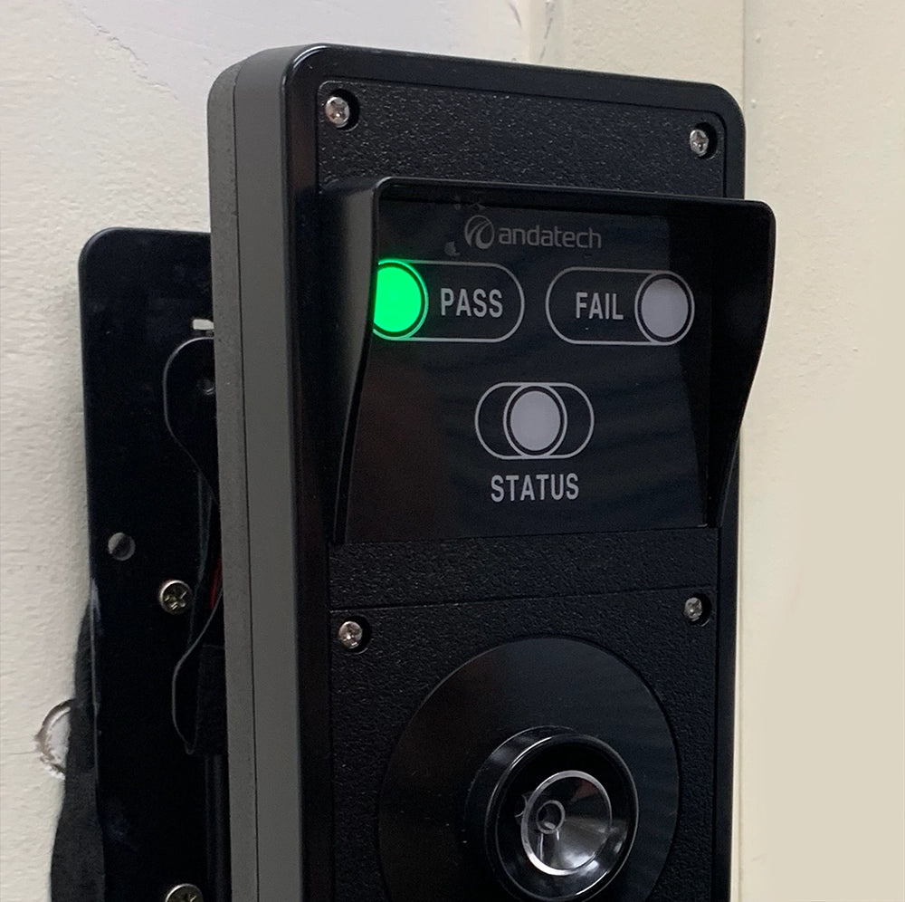 Pass or fail will be displayed on the Andatech AccessPoint wall-mounted breathalyser