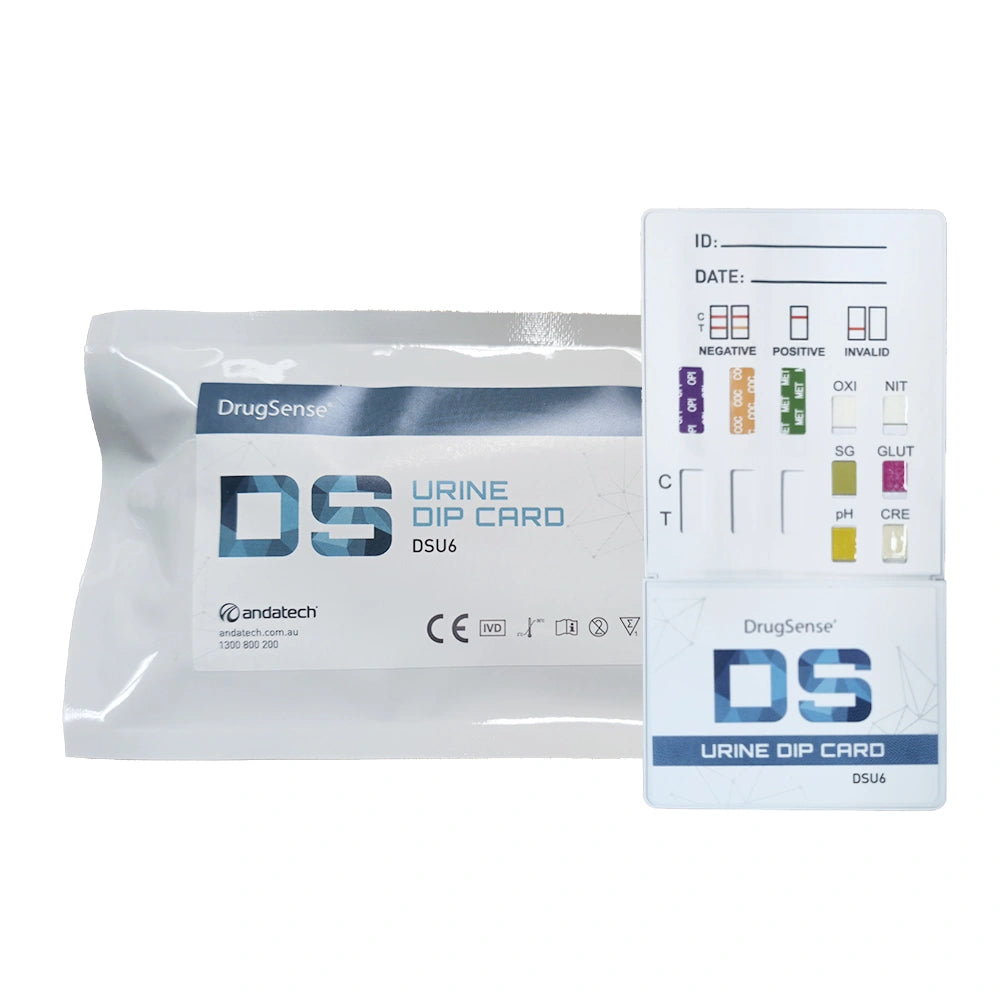 DrugSense DSU6 Urine Drug Test Dip Card in Foil Packaging