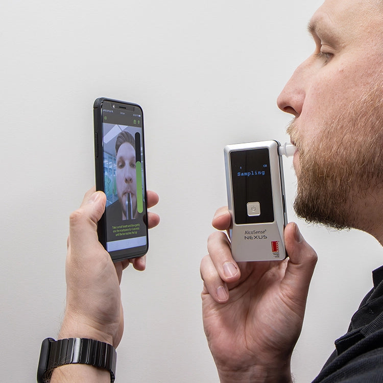 Take an alcohol breath test using AlcoSense Nexus with Andalink mobile app