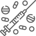 Drugs and syringe icon