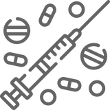 Drugs and syringe icon