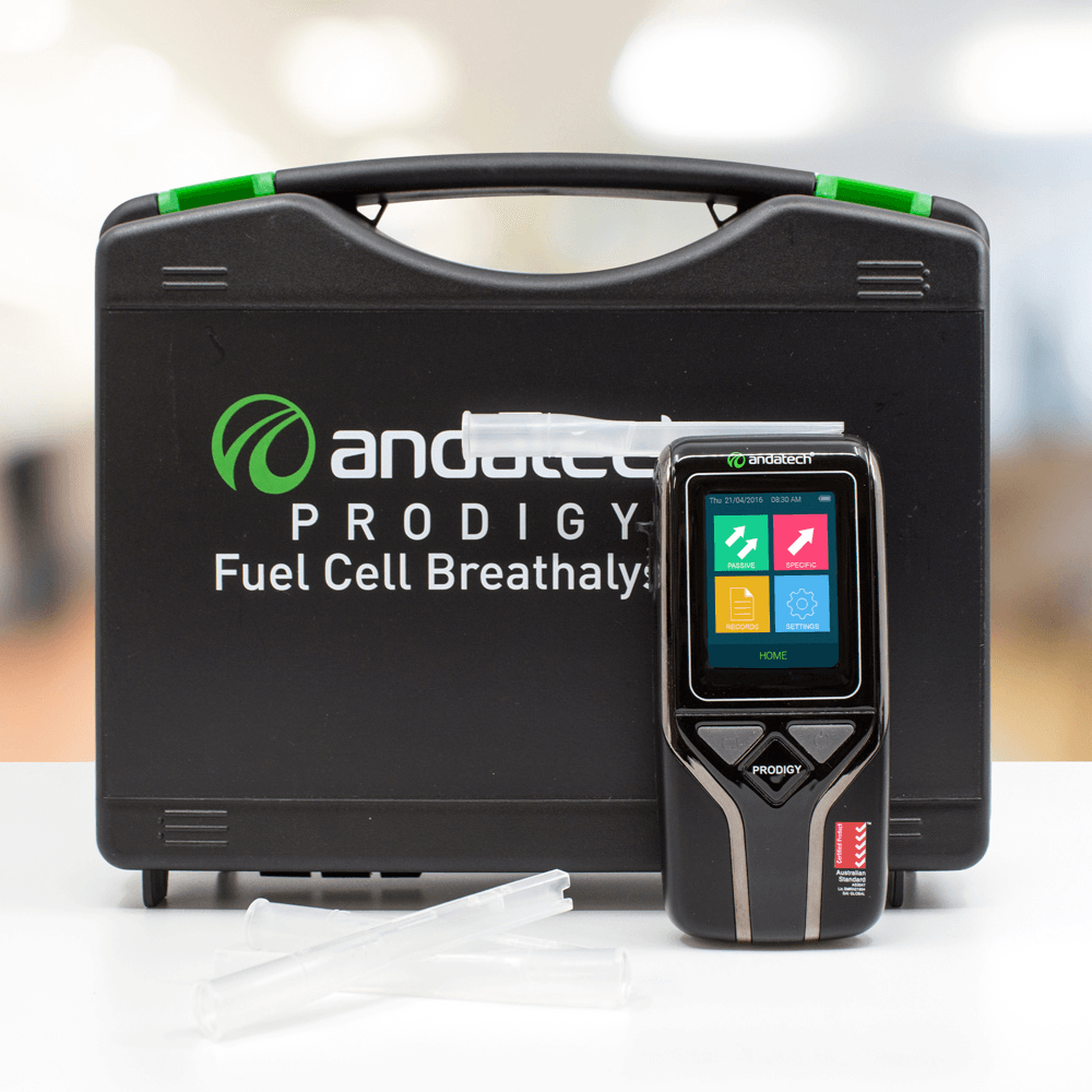 Portable breathalyser for on-site employee testing with hard carry case - Andatech Prodigy S